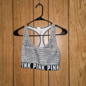 PINK Victoria's Secret Gray and Black Sports Bra Size L